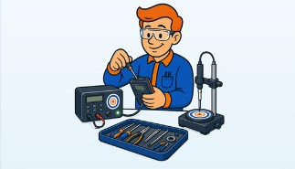Qboy servicing and calibrating the device